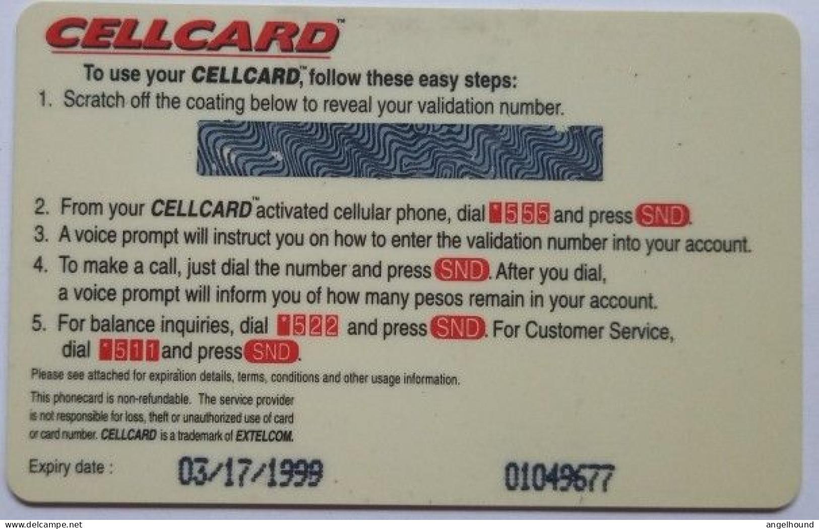Philippines Extelcom Cellcard P500 MINT - Wow Wow Win - Philippines