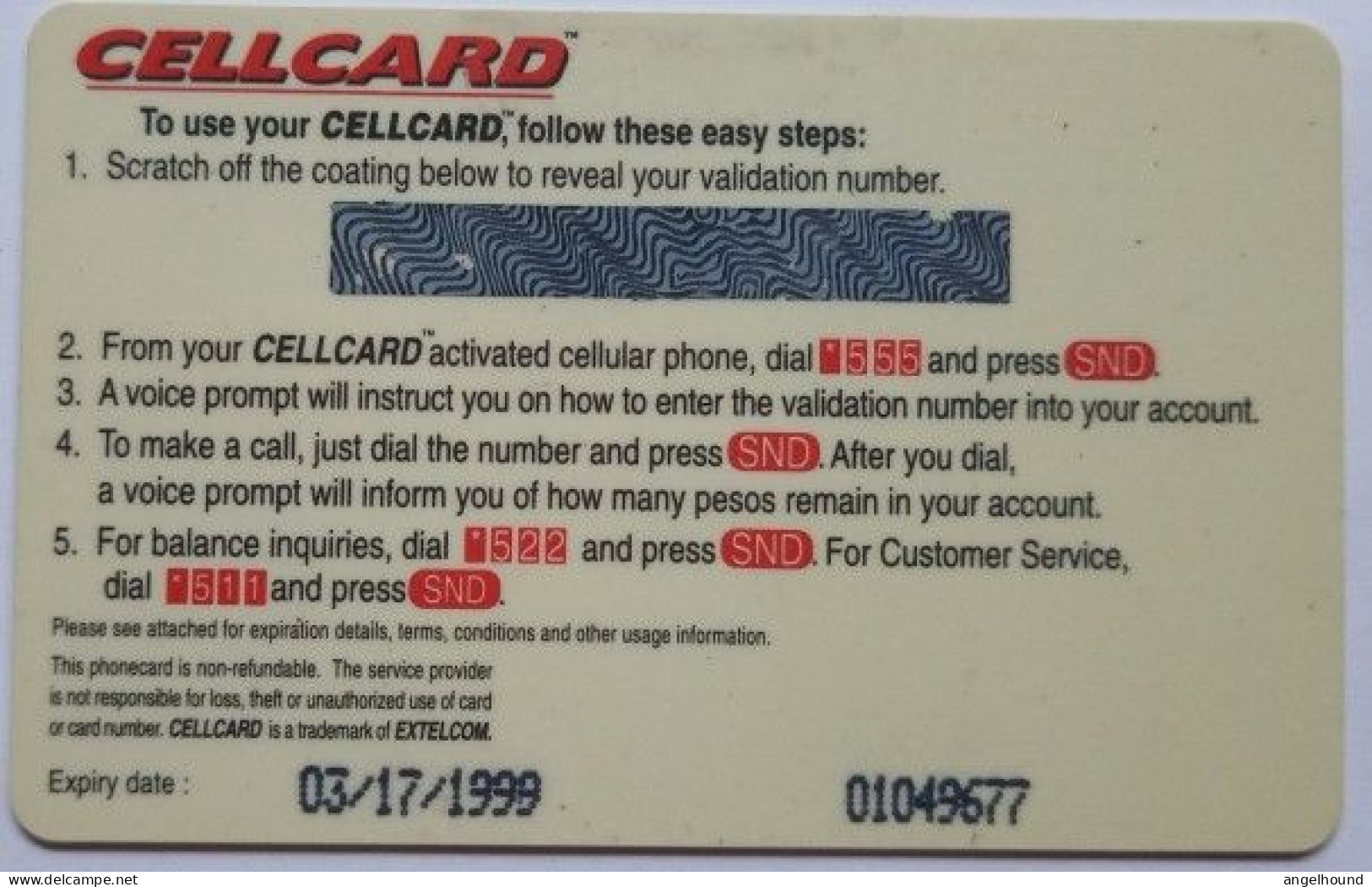 Philippines Extelcom Cellcard P500 MINT - Wow Wow Win - Filippine