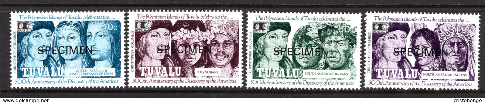 Tuvalu 1992 500th Anniversary Of Discovery Of America - SPECIMEN - Set MNH (SG 629-632) - Tuvalu