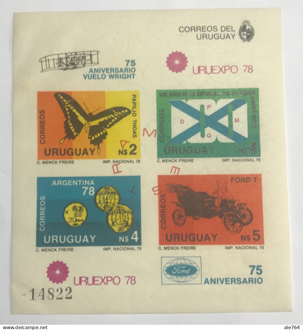 Uruguay 1978, URUEXPO78, Perfect And Imperfect Souvenir Sheet, Scoot 1007, Mi Bl 40, MNH. - Uruguay