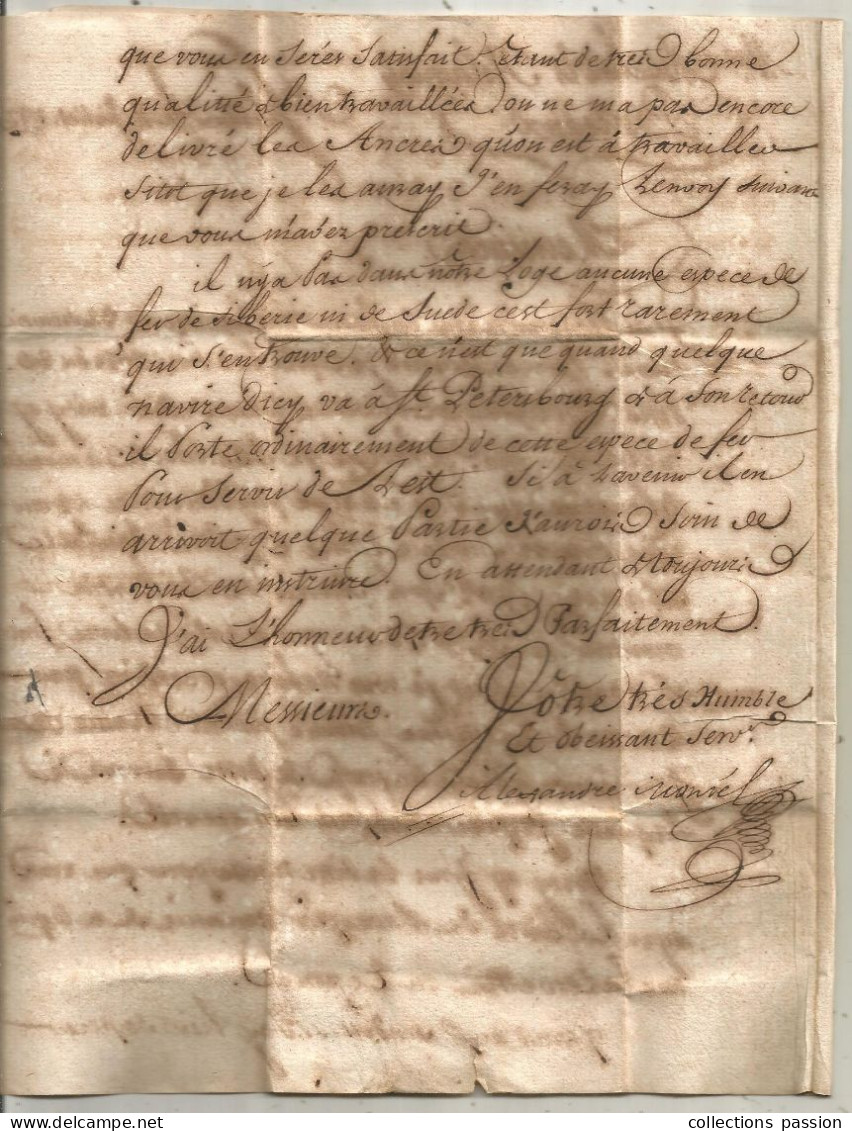 Lettre, Préphilatélie, Précurseurs XVIII E Siècle, 1787, Espagne, S. SEBASTIAN, VIZCATA ( Rouge ) à BORDEAUX, Facture - 1701-1800: Precursors XVIII