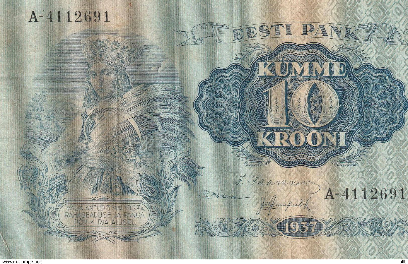 Estonia 10 Krooni 1937 P-67 F - Estonie