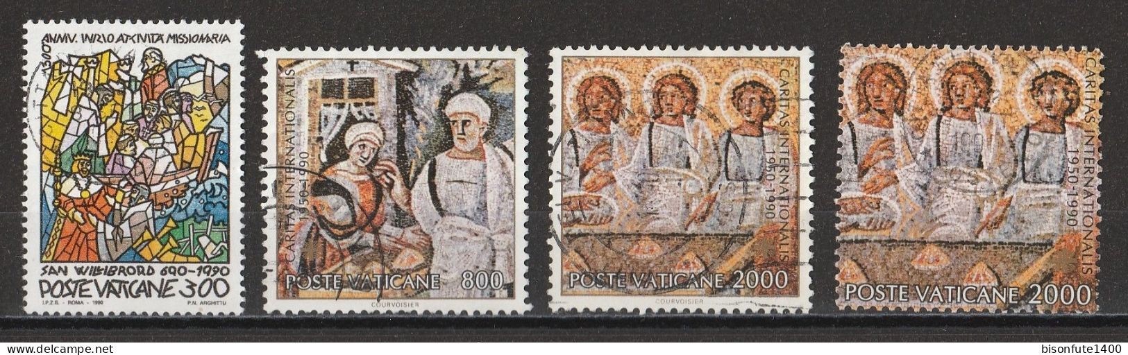 Vatican 1990 : Timbres Yvert & Tellier N° 875 - 880 - 881 Et 881 Du Bloc Feuillet N° 12 Sans Bords Blancs Oblitérés. - Gebraucht