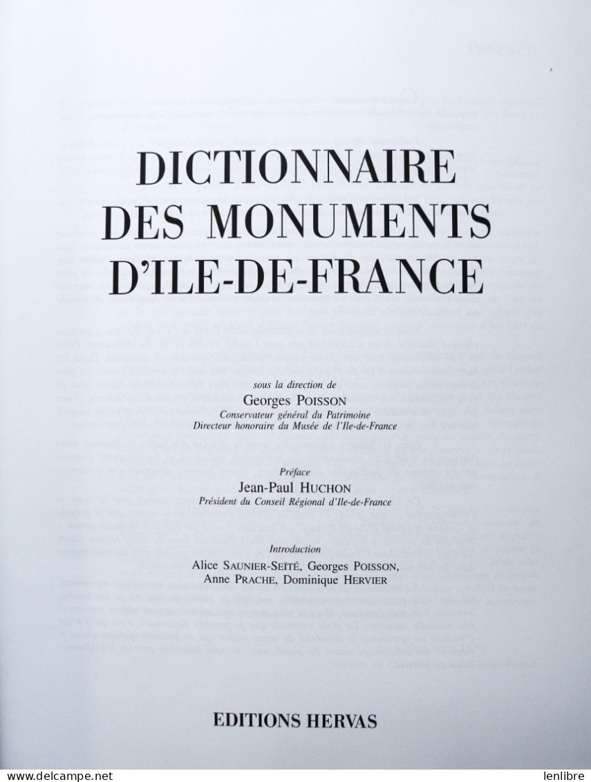 DICTIONNAIRE Des MONUMENTS D’Ile-de-France. Ouvrage Collectif. Ed. HERVAS. 1999. - Ile-de-France