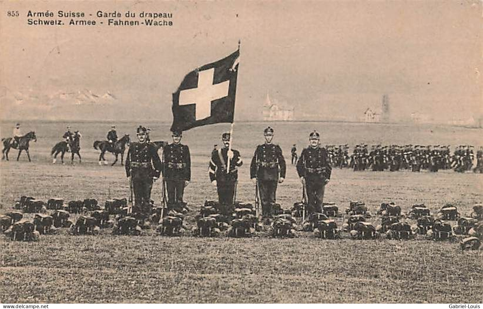 Schweiz Armee - Armée Suisse -   Militaria Garde Du Drapeau Fahnen Wache Cachet Lausanne 1909 - Au