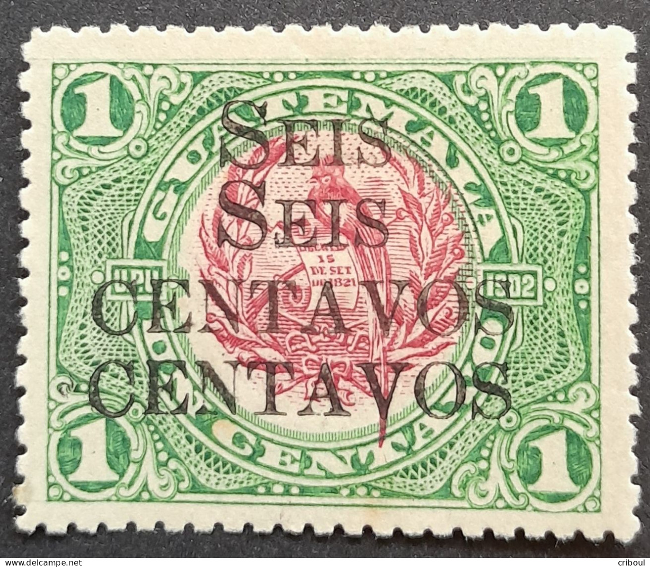 Guatemala 1916 Animal Oiseau Bird Quetzal Double Surcharge Overprint Yvert 157d * MH - Oddities On Stamps