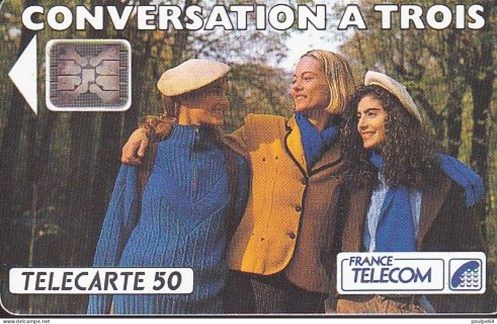 F281a - 08/1992 - CONVERSATION A TROIS " Femme " - 50 SC4  (diamètre Puce Au Dos Ø6) - 1992