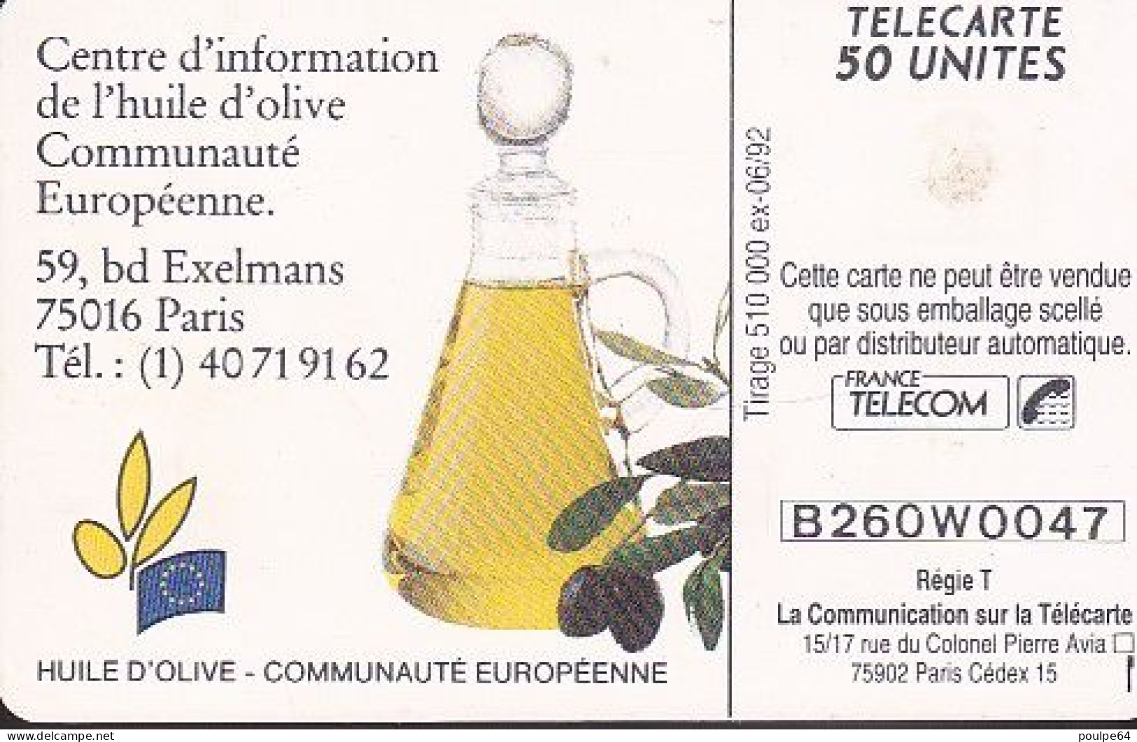 F282 - 06/1992 - HUILE D'OLIVE - 50 GEM - 1992