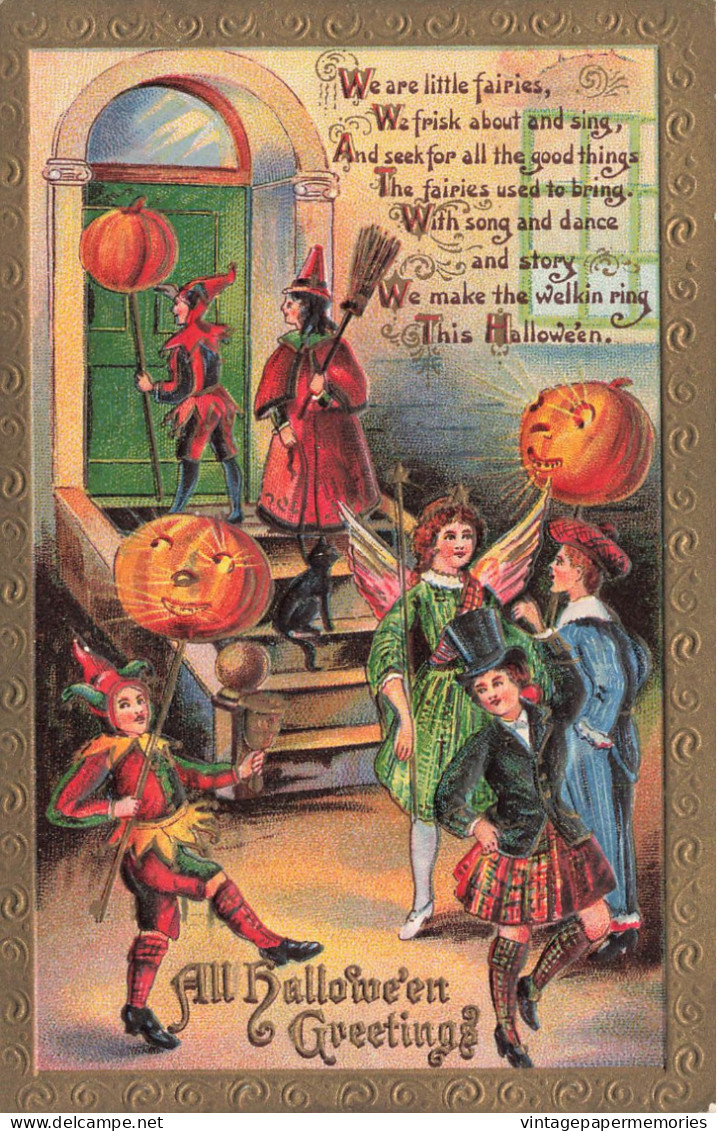 370449-Halloween, Gottschalk No 2171-9, People In Costume Gathering By Entrance - Halloween