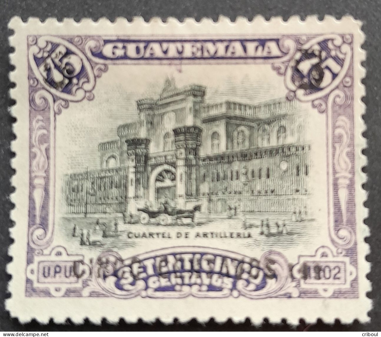 Guatemala 1912 Monument Erreur De Surcharge Overprint Error CINCO CENTAVOS 191 Au Lieu De 1912 Yvert 152a * MH - Fehldrucke