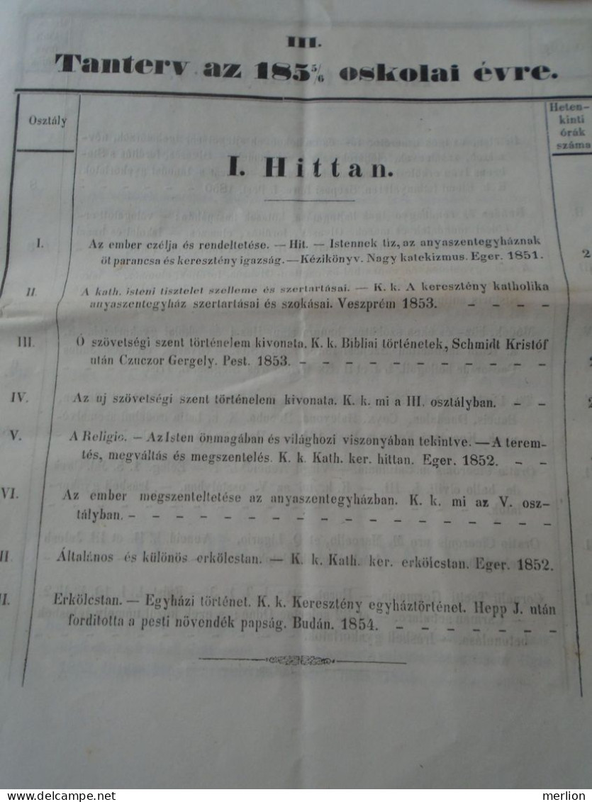 ZA464.1  Hungary  ARAD  - Az aradi minorita rendi Nagy-Gymnasium Értesítvénye  1855/6 tanévre   Romania