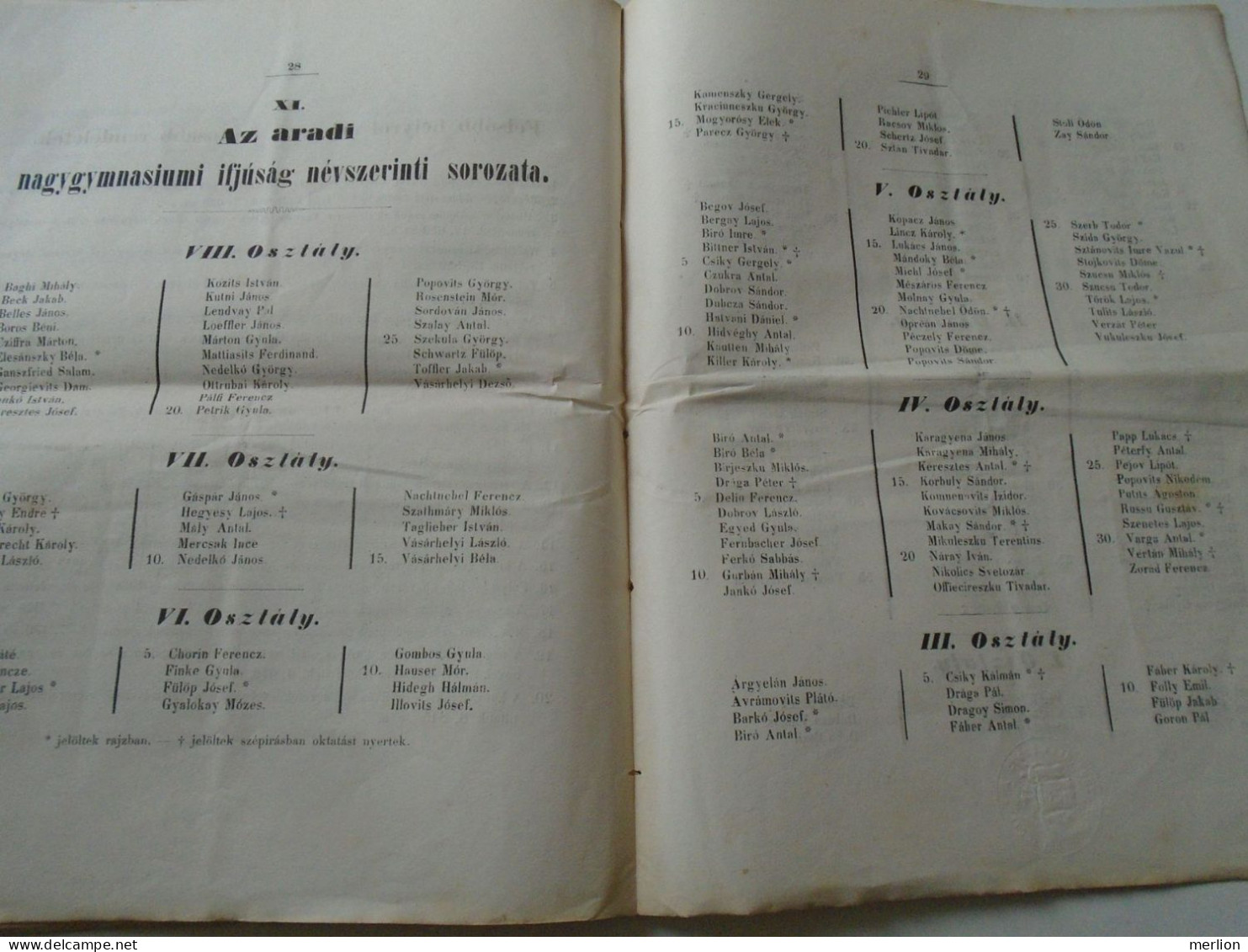 ZA464.1  Hungary  ARAD  - Az aradi minorita rendi Nagy-Gymnasium Értesítvénye  1855/6 tanévre   Romania