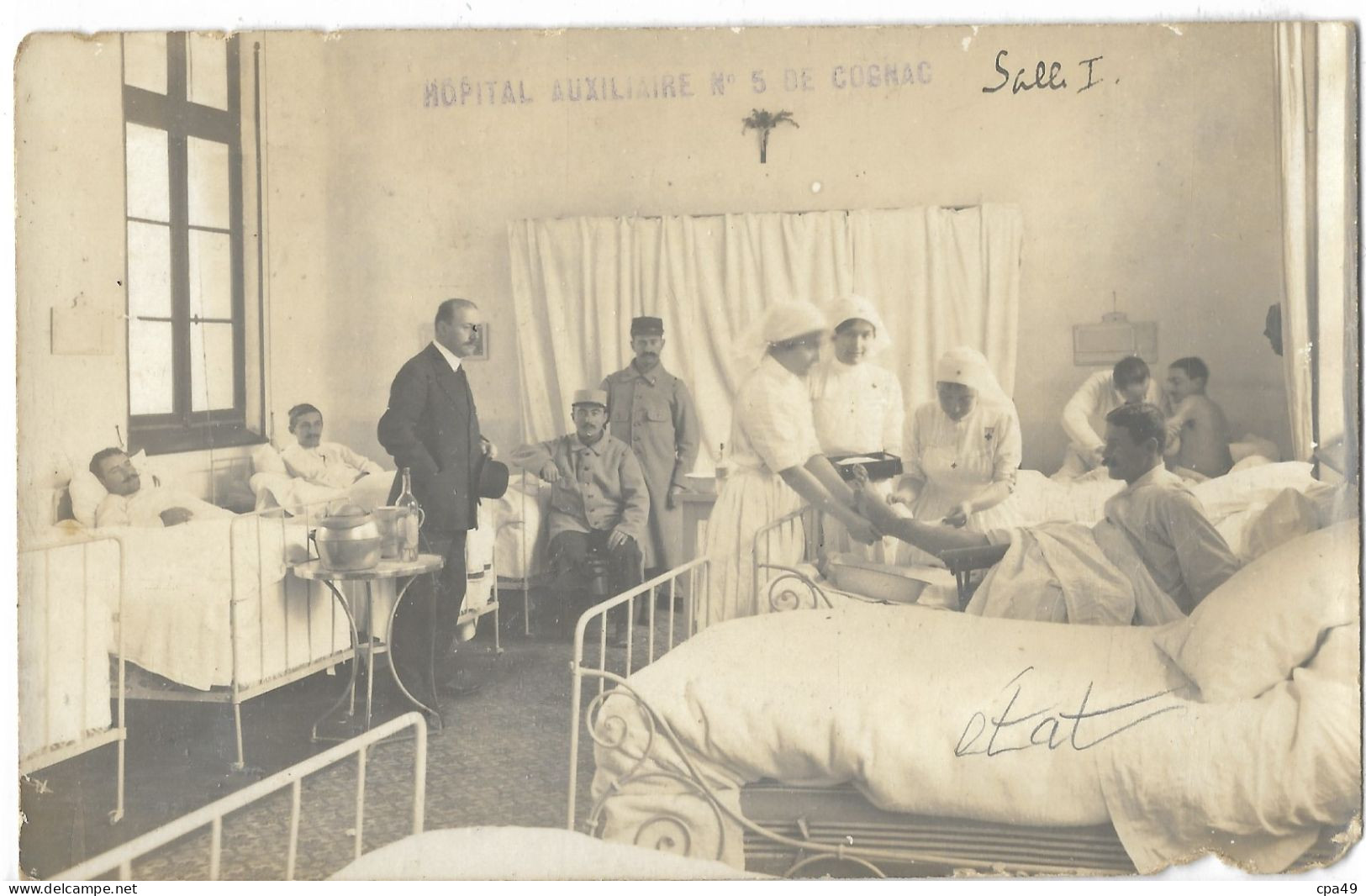 16    CARTE  PHOTO  COGNAC  HOPITAL  AUXILIAIRE  N° 5 SALLE 1  ( ETAT ) - Cognac