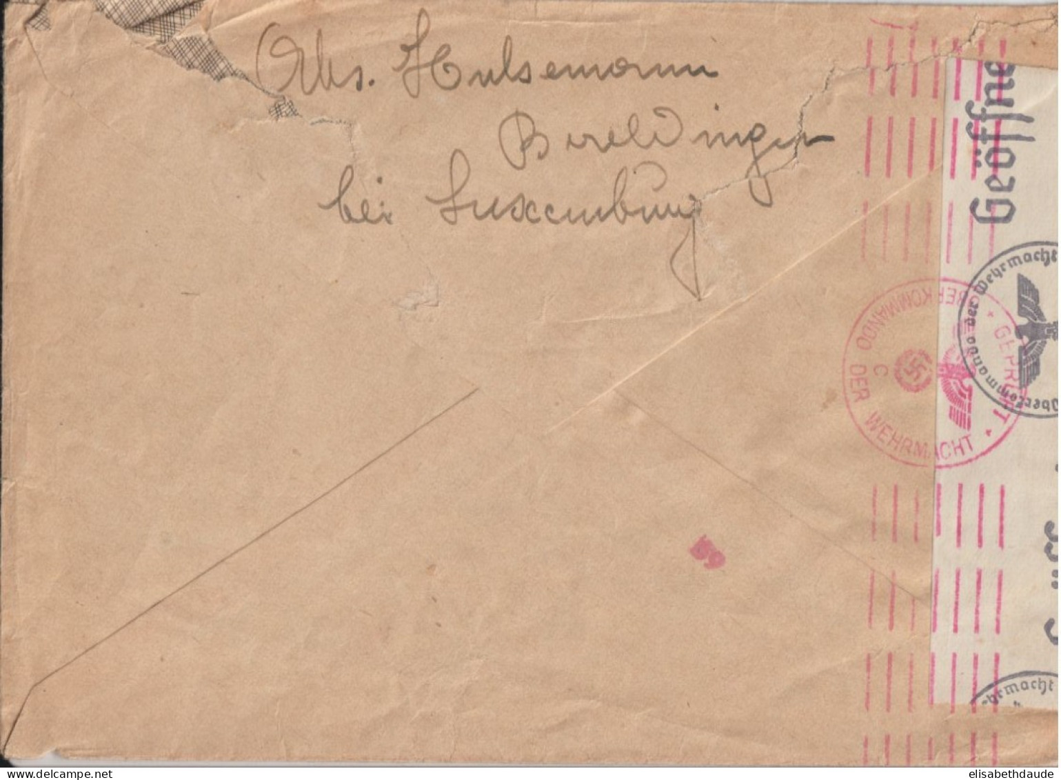 LUXEMBOURG OCC. ALLEMANDE ! 1942 - ENVELOPPE EXPRES ! CENSUREE => BRUXELLES (BELGIQUE) ! - 1940-1944 Ocupación Alemana