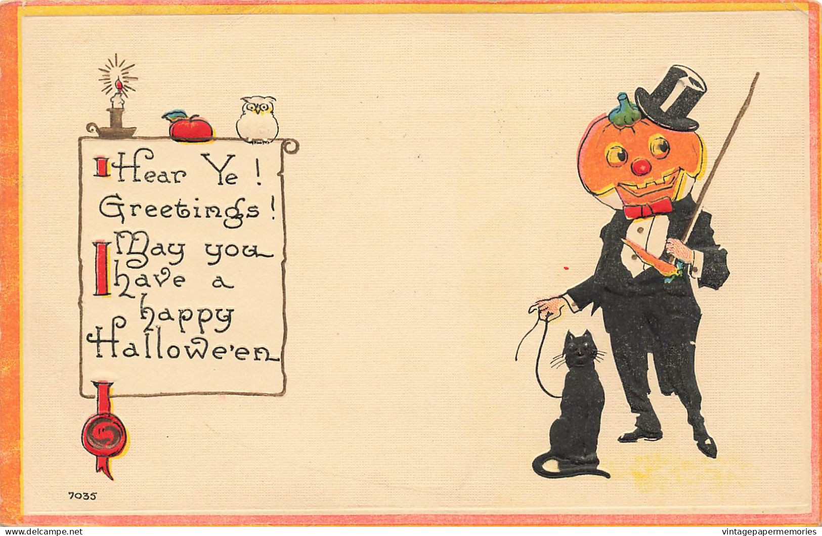 370525-Halloween, Bergman No 7035-2, JOL Man In Tuxedo Holding Black Cat - Halloween