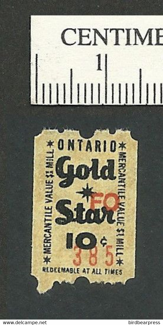 B63-90 CANADA Ontario Gold Star Trading Saving Stamp 1 Mill MNH Coil Yellow ESPCo - Privaat & Lokale Post