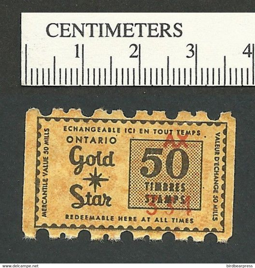 B63-84 CANADA Ontario Gold Star Trading Saving Stamp 50 Mills MNH Coil Yellow-orange - Vignette Locali E Private
