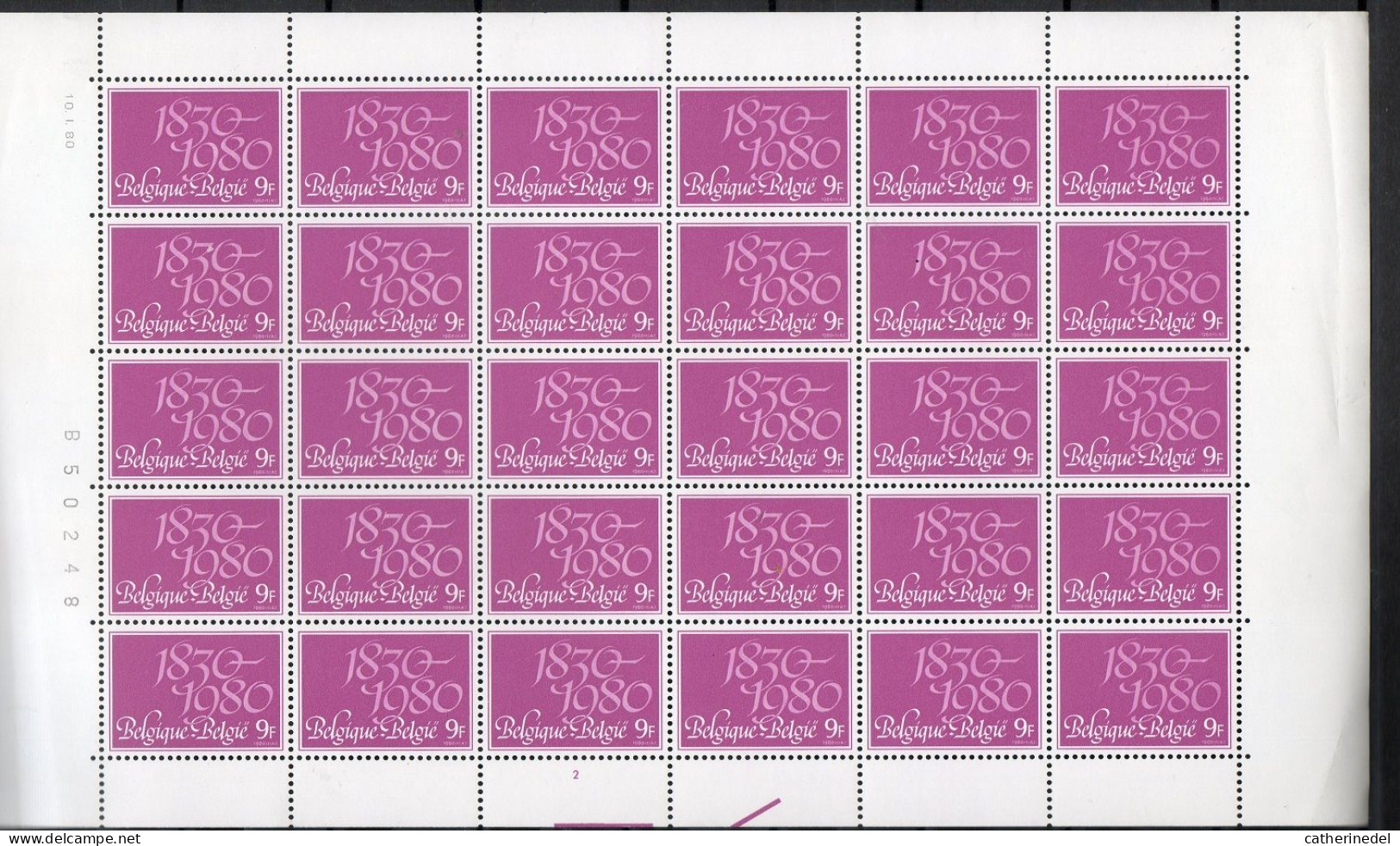 Année 1980 : Feuille Complète 1961 ** - 150 Ans Indépendance Belgique - Zonder Classificatie