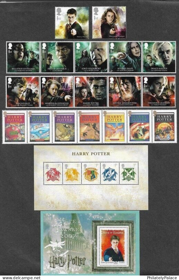 GREAT BRITAIN GB HARRY POTTER STAMPS 2007 & 2023 COLLECTION 24 X 1ST CLASS MNH + FRANCE M/S (**) - Unclassified