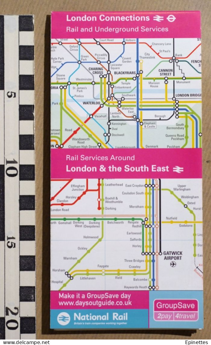 Plan Dépliant, Métro Londres + Transports Régionaux 2006 Rail & Underground Services, Connections, London & South-East - Europa