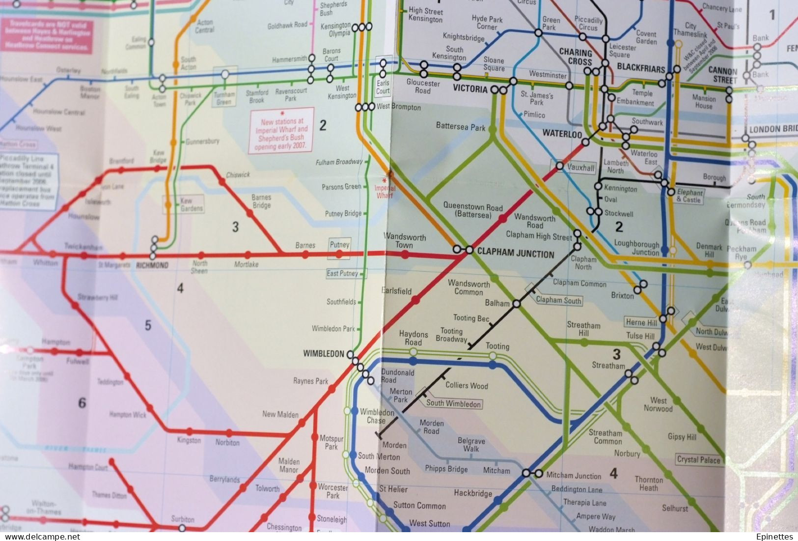 Plan dépliant, métro Londres + transports régionaux 2006 Rail & underground services, connections, London & South-East