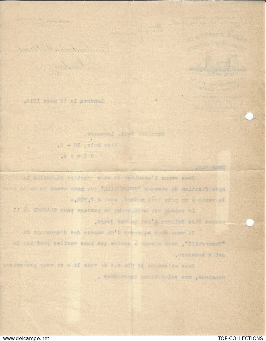 1913  ENTETE Blane,Wright & Co Londres Pour Gênes Italie Steamer Sommerhill » V.SCANS - Ver. Königreich