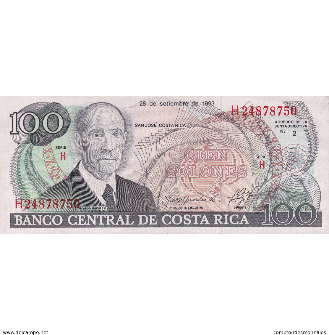 Costa Rica, 100 Colones, 1993, 1993-09-28, KM:261a, NEUF - Costa Rica