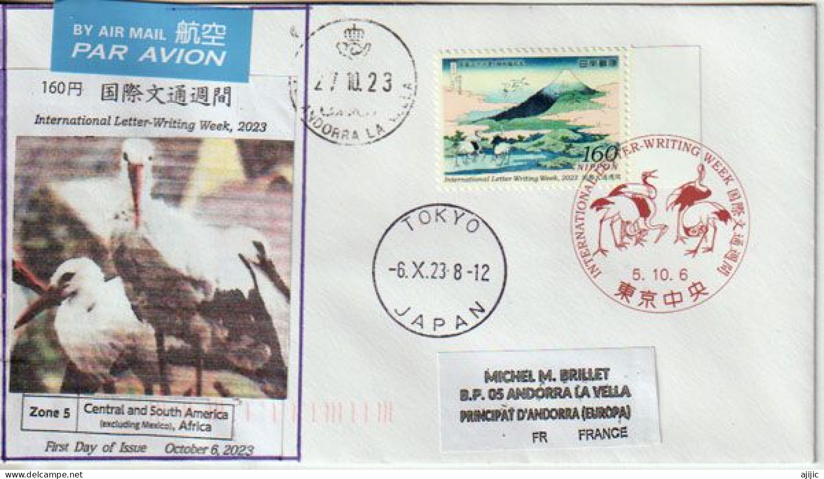 International Letter-Writing Week 2023, Letter From Tokyo To Andorra (Principat) With Arrival Postmark (2 Pics) - Briefe U. Dokumente