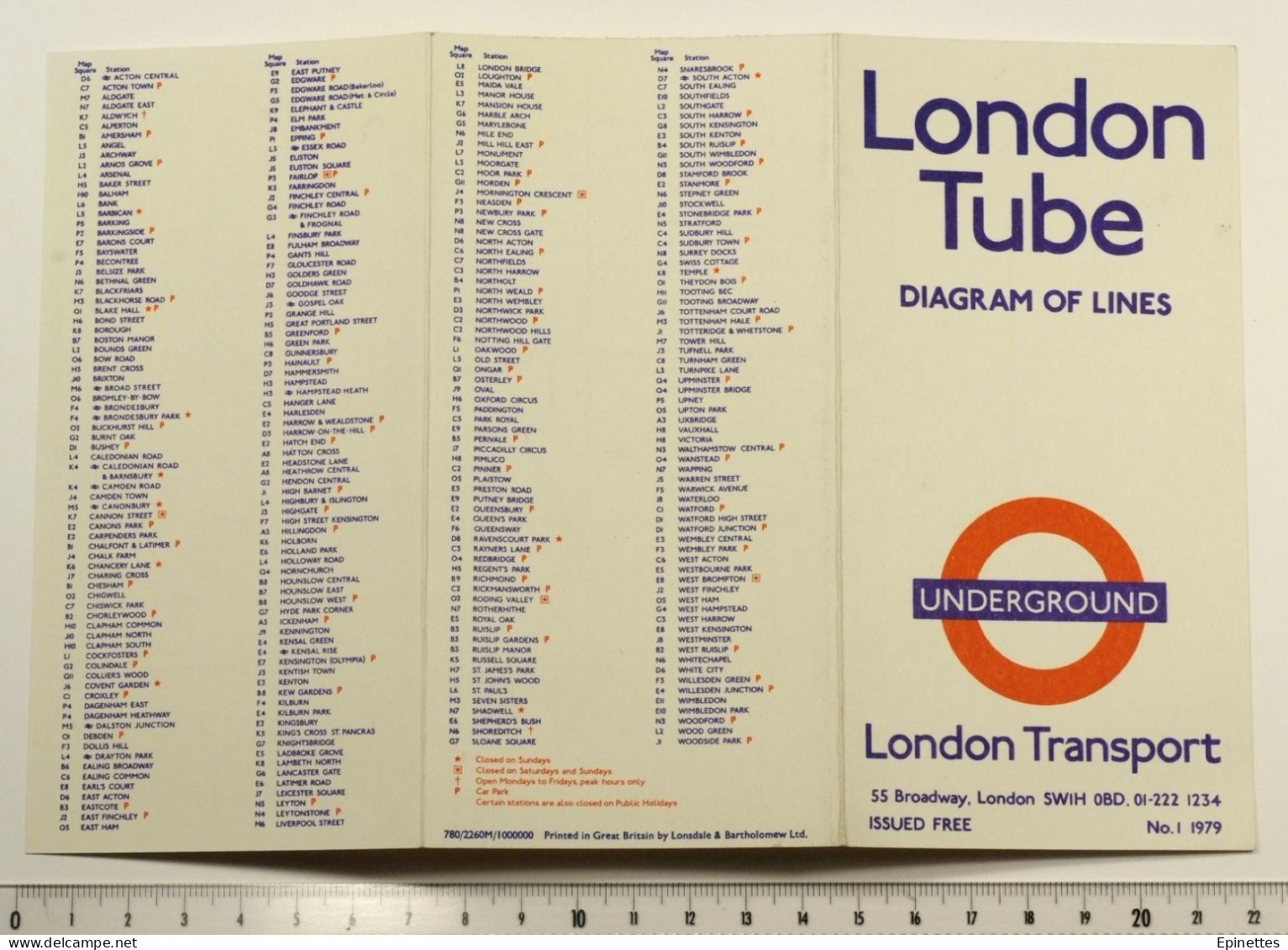 Petit Plan Dépliant, Métro De Londres 1979 - London Tube Diagram Of Lines, Underground, London Transport - Europe