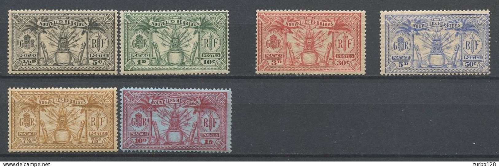 Nlle Hébrides 1925  N° 80 81 84 86 87 88 ** Neufs MNH TB C 20,50 € Idole Indigène Valeur En Monnaie Française Et Anglais - Ongebruikt