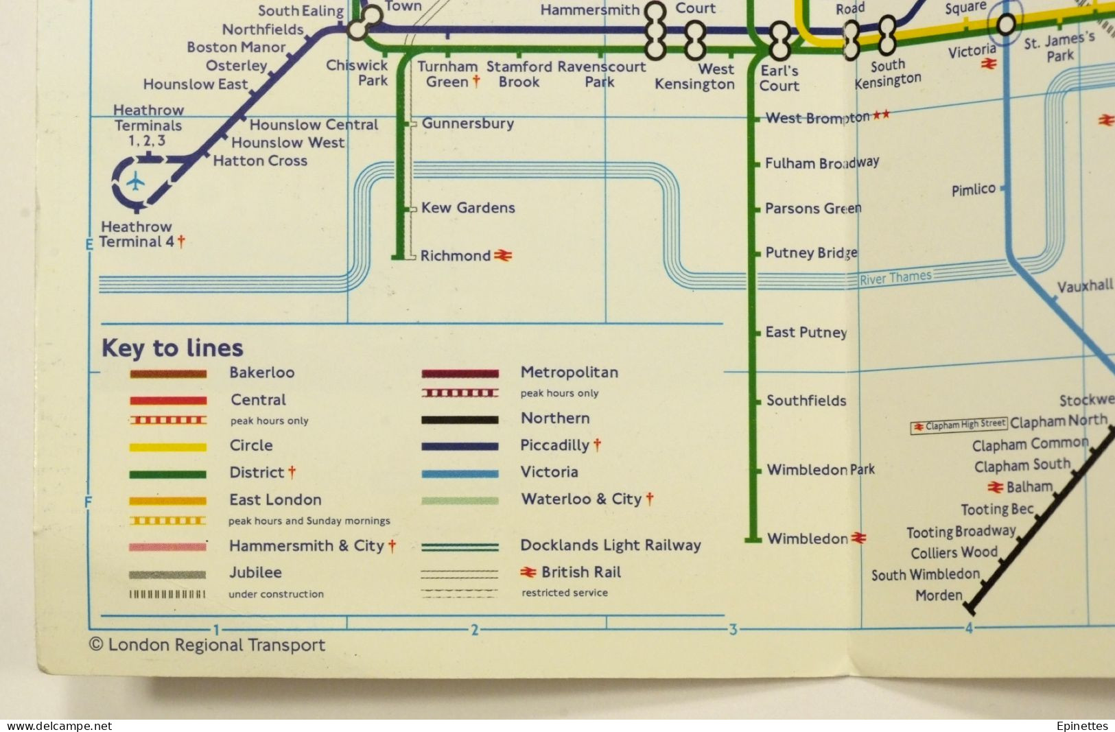 Petit plan dépliant, métro de Londres 1996 - London Tube Map, Underground, London Transport