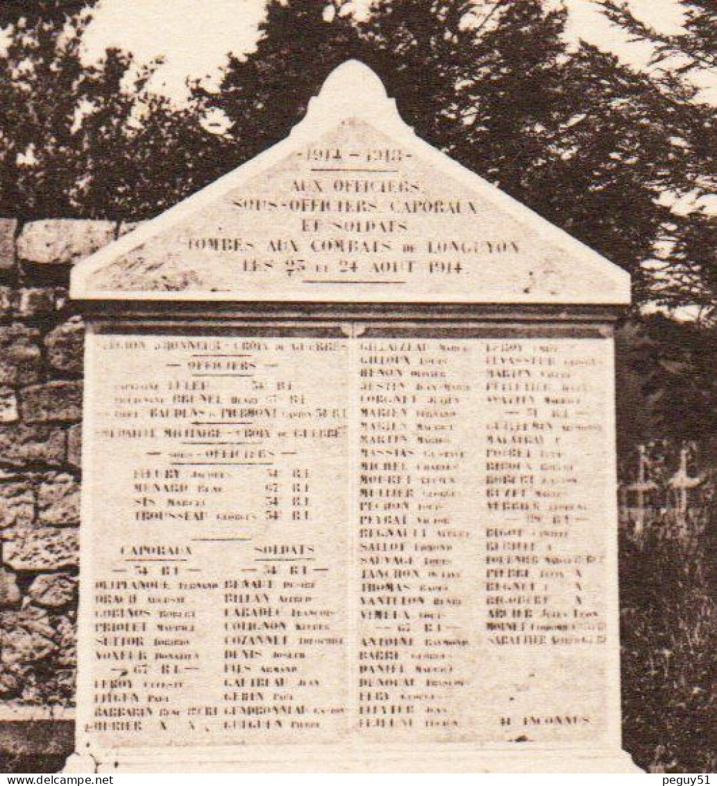 54. Longuyon. Monument à La Mémoire Des Officiers Et Soldats Tombés Le 23 - 24 Août 1914. Cimetière Français. R.Mazelle - Longuyon