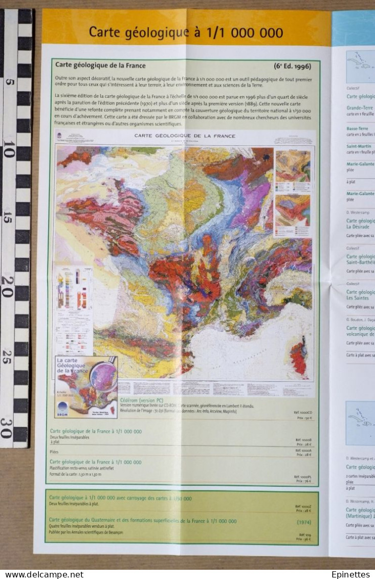 Cartes Géologiques De La France, Dépliant BRGM Avec Tableau D'assemblage, Informations, Tarifs, Bon De Commande, 2003-04 - Cartes Topographiques