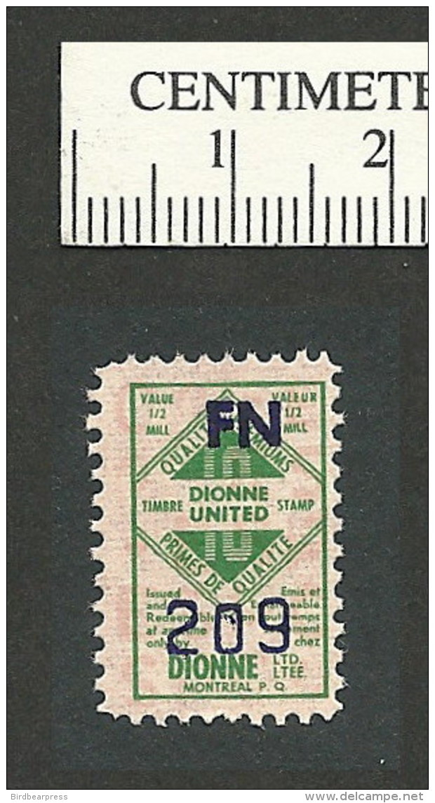 B39-45 CANADA Montreal Dionne Grocery Store United Trading Stamp 1a MNH - Viñetas Locales Y Privadas