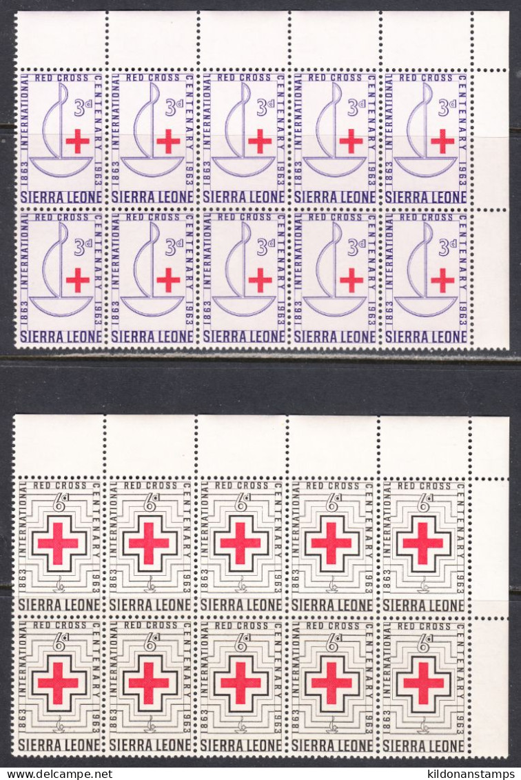 Sierra Leone 1963 Red Cross Centenary, Mint No Hinge, Blocks Of 10, Sc# ,SG 270-272 - Sierra Leone (1961-...)