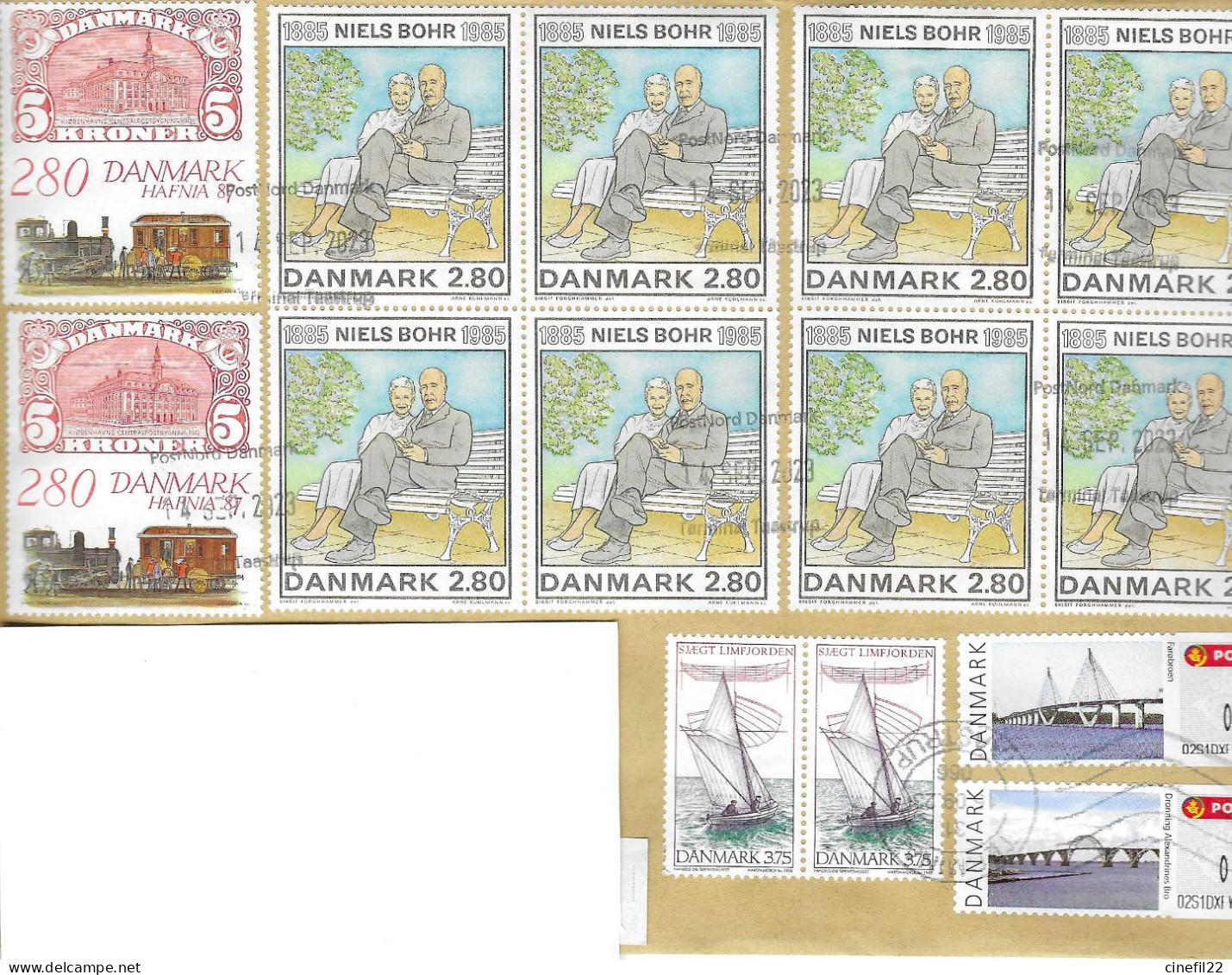 Danemark, Hafnia 87 (x 2), Niels Bohr (x 8), Ponts Et Bateaux / Boats.... (sur Lettre /used On Letter 2023) - Covers & Documents