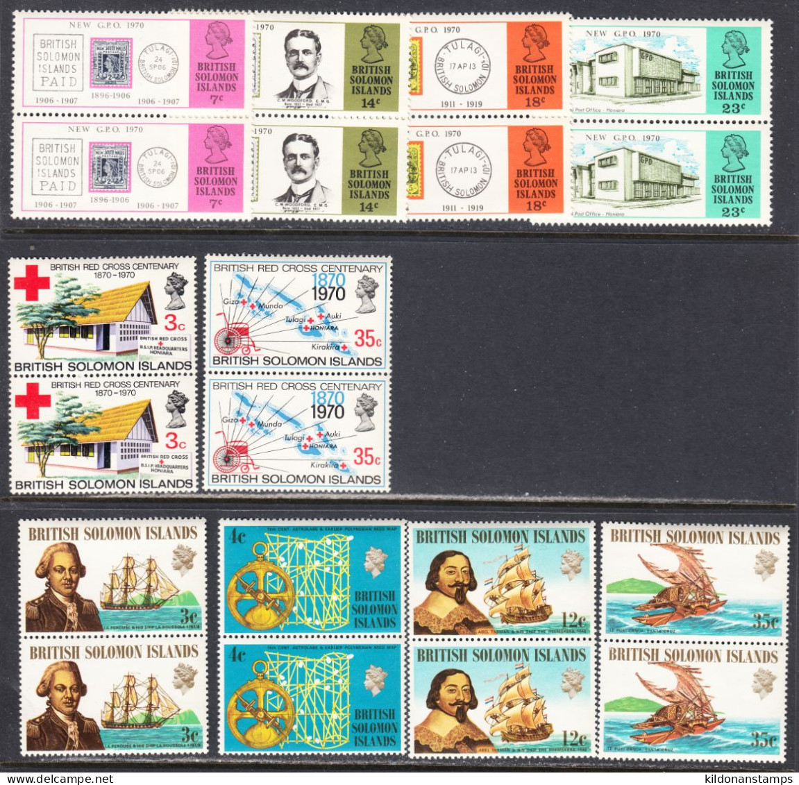 British Solomon Isles 1970-72 Mint No Hinge, See Notes, Sc# 204-207,210-211,214-221,228-231,SG - Isole Salomone (...-1978)