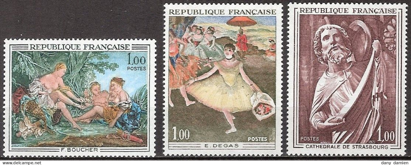 France - YT 1652, 1653 Et 1654 (1970-71) Œuvre D'Art - Année Complète Neuf ** - 1960-1969