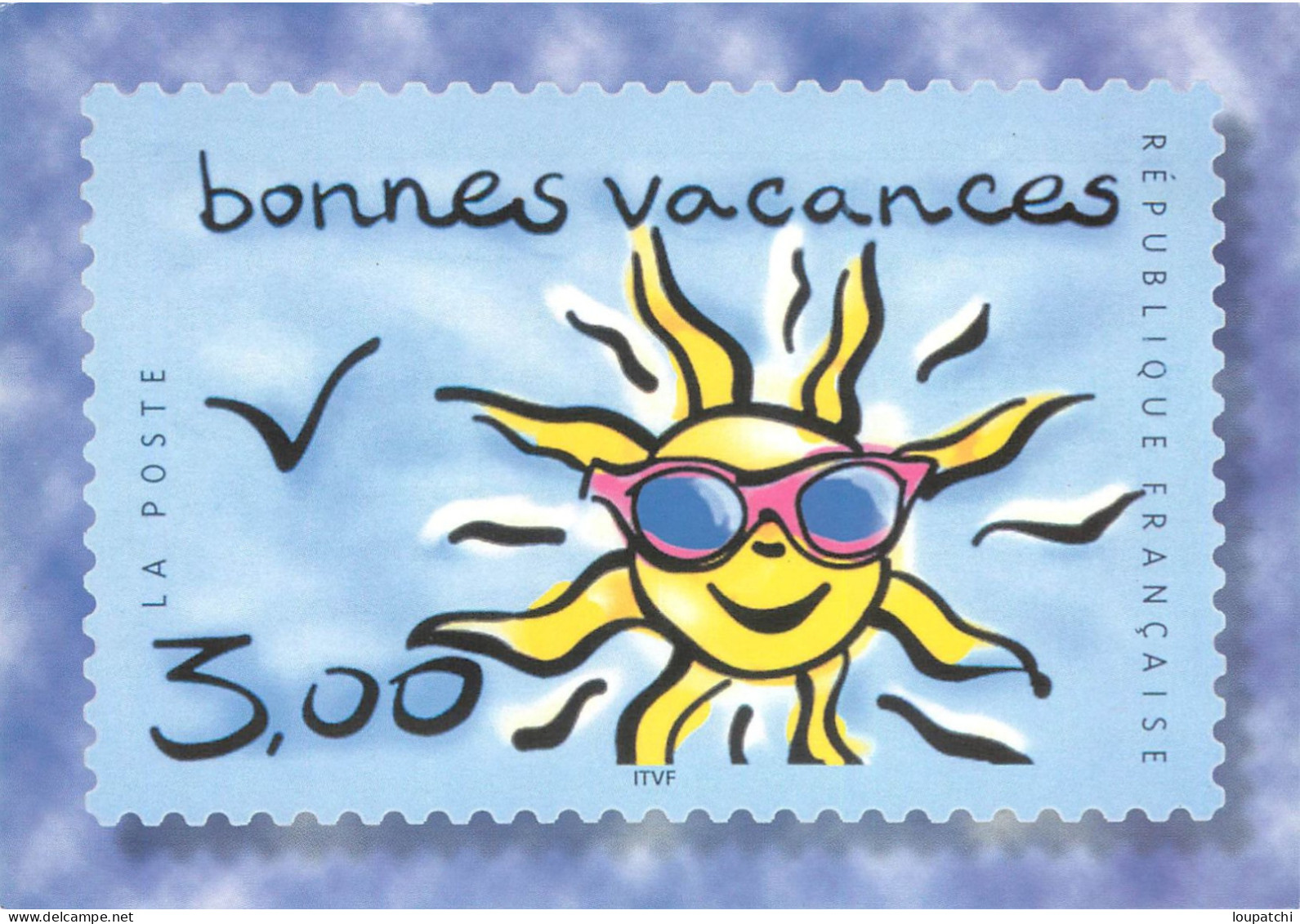 CARTE TIMBRE BONNES VACANCES LA POSTE - Timbres (représentations)