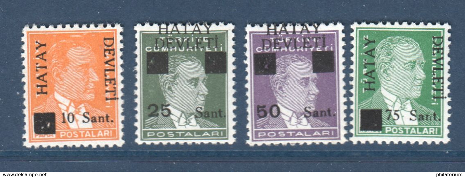 Turquie, HATAY DEVLETI, 1939, Surcharges 10 Sant., 25 Sant., 50 Sant., 75 Sant., Sur Timbres Turcs, **, - 1934-39 Sandjak D'Alexandrette & Hatay