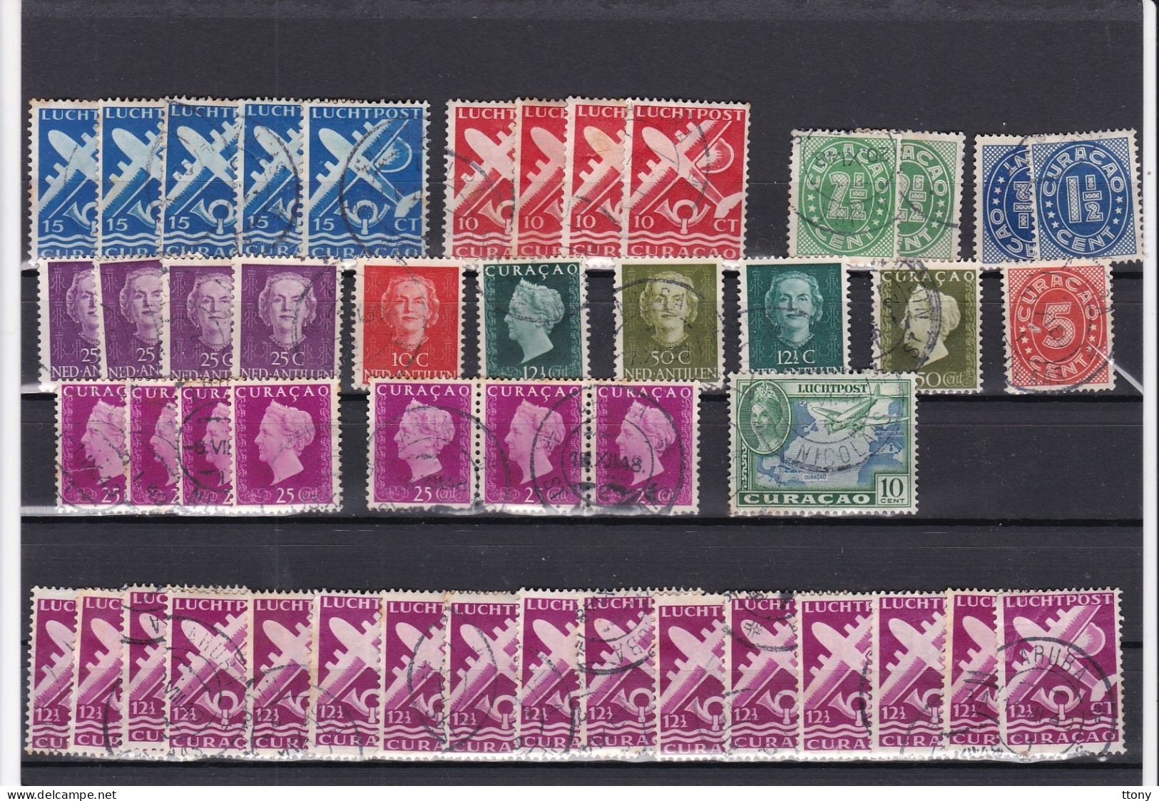 52 Timbres Oblitérés  Pays - Bas  Curaçao Antilles  Neérlandaises - Other & Unclassified