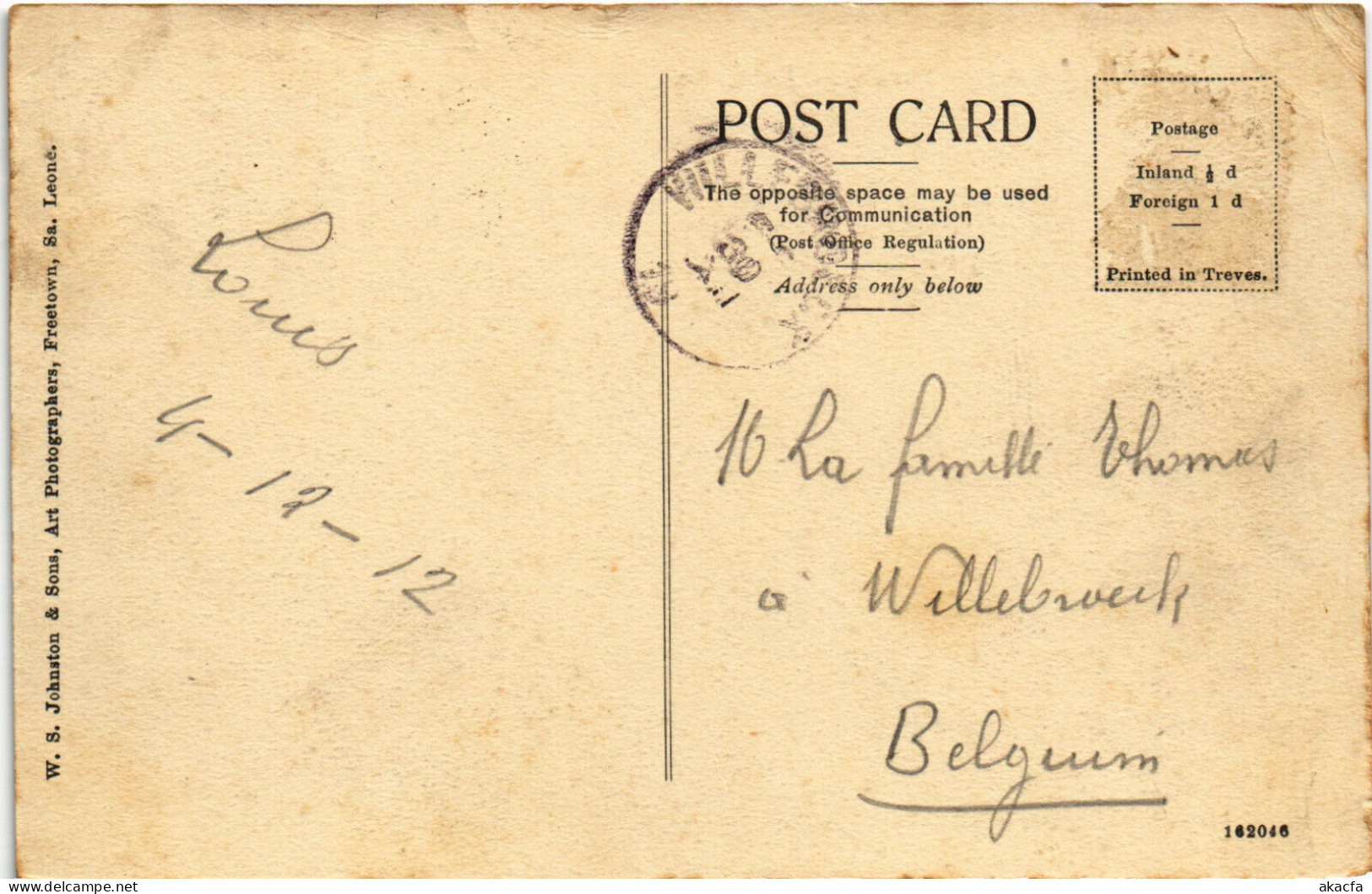 PC SIERRA LEONE, PROTECTORATE, THE MAIN ROAD, Vintage Postcard (b49917) - Sierra Leone