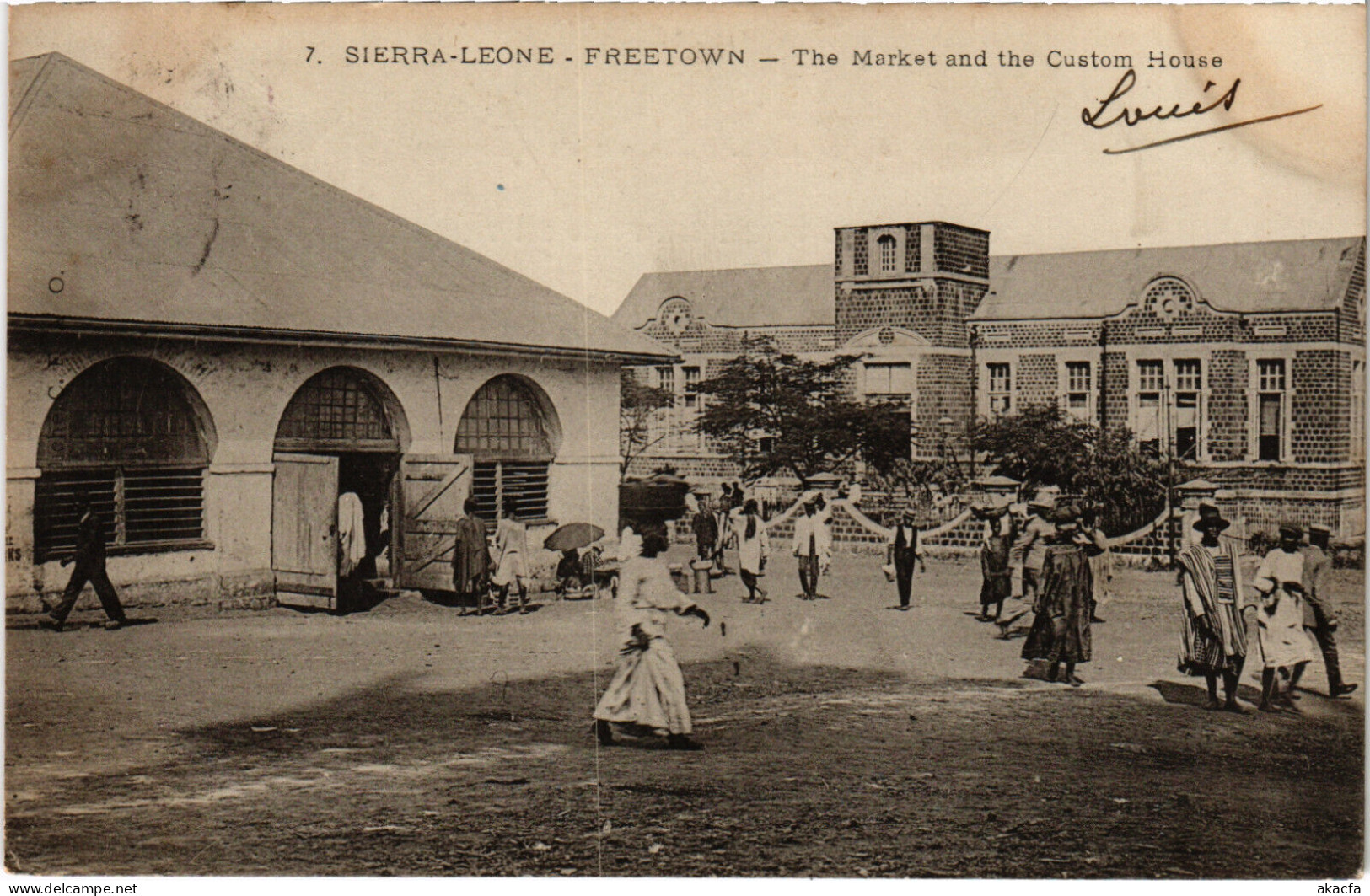 PC SIERRA LEONE, FREETOWN, MARKET AND CUSTOM HOUSES, Vintage Postcard (b49925) - Sierra Leone