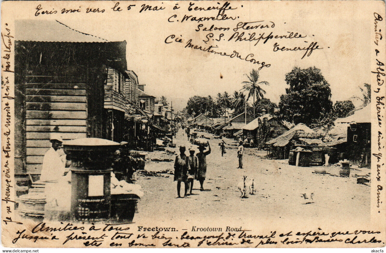 PC SIERRA LEONE, FREETOWN, KROOTOWN ROAD, Vintage Postcard (b49939) - Sierra Leone