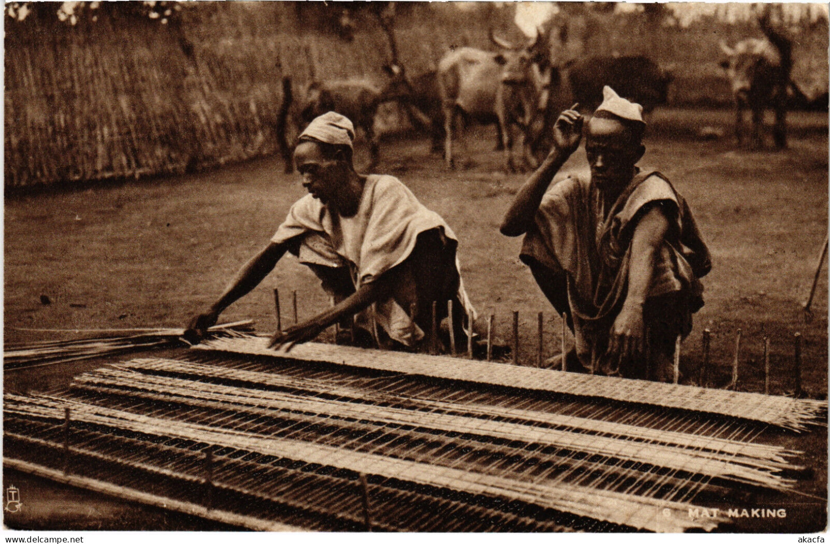 PC SIERRA LEONE, MAT MAKING, LOCAL VILLAGE, Vintage Postcard (b49946) - Sierra Leone