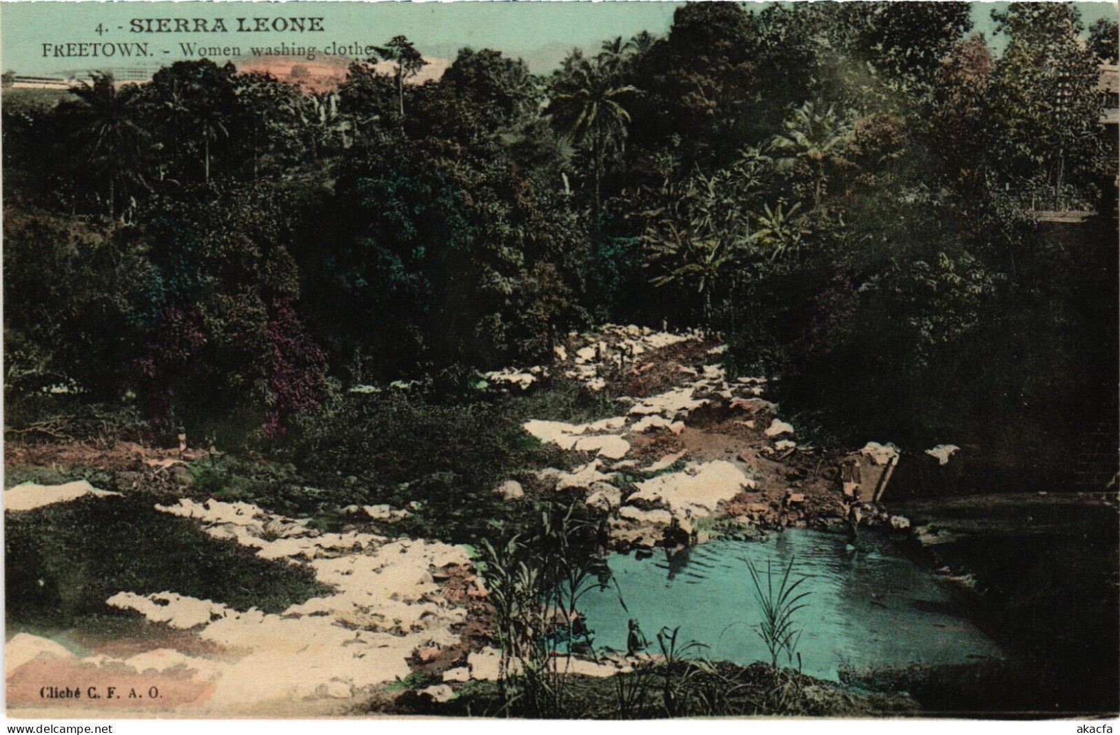 PC SIERRA LEONE, FREETOWN, WOMEN WASHING CLOTHES, Vintage Postcard (b49949) - Sierra Leone