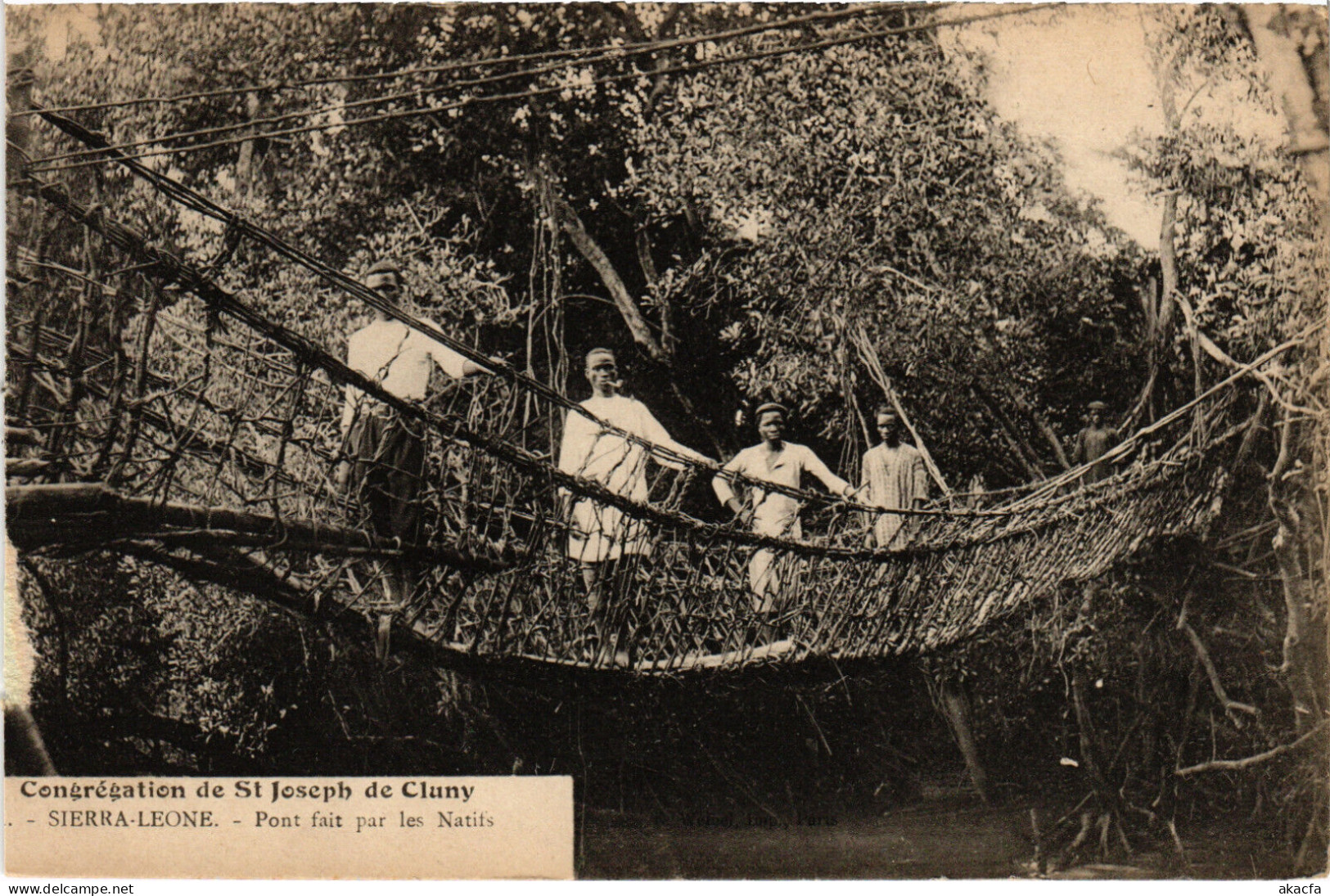 PC SIERRA LEONE, PONT FAIT PAR LES NATIFS, Vintage Postcard (b49955) - Sierra Leone