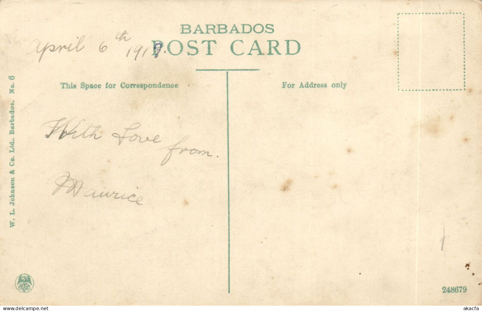 PC BARBADOS, THE LEPER ASYLUM, Vintage Postcard (b50049) - Barbados