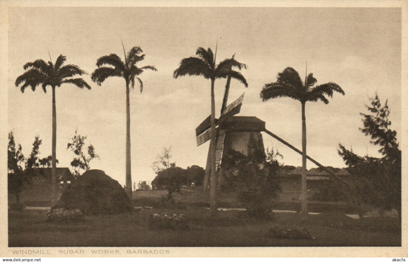 PC BARBADOS, WINDMILL SUGAR WORKS, Vintage Postcard (b50056) - Barbados