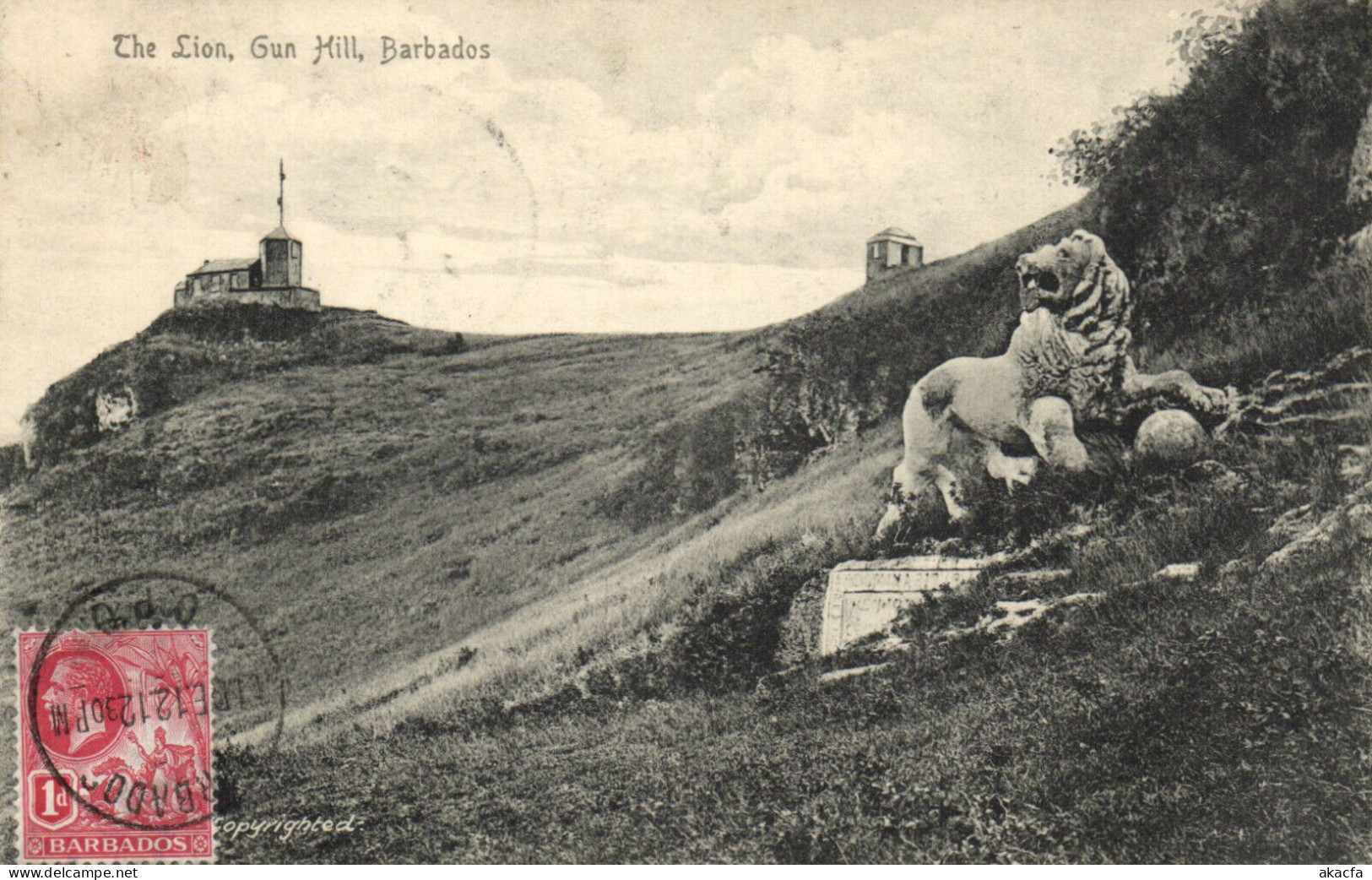 PC BARBADOS, THE LION, GUN HILL, Vintage Postcard (b50068) - Barbados